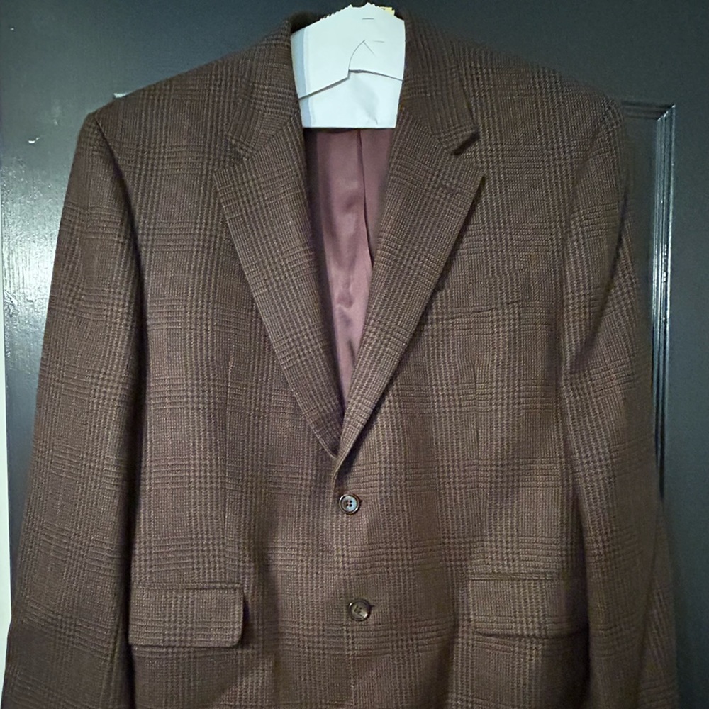 Men’s RALPH LAUREN Brown Plaid Wool Blazer Sport Coat Jacket - 42 S